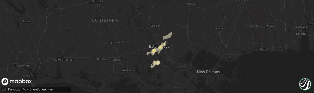 Hail map in Baton Rouge, LA on September 6, 2015