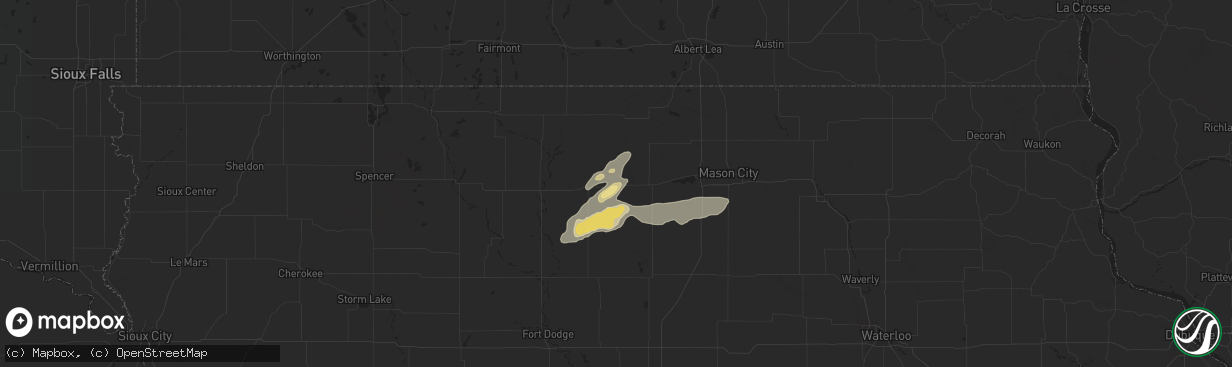 Hail map in Britt, IA on September 6, 2015