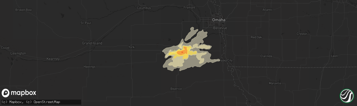 Hail map in Lincoln, NE on September 6, 2015