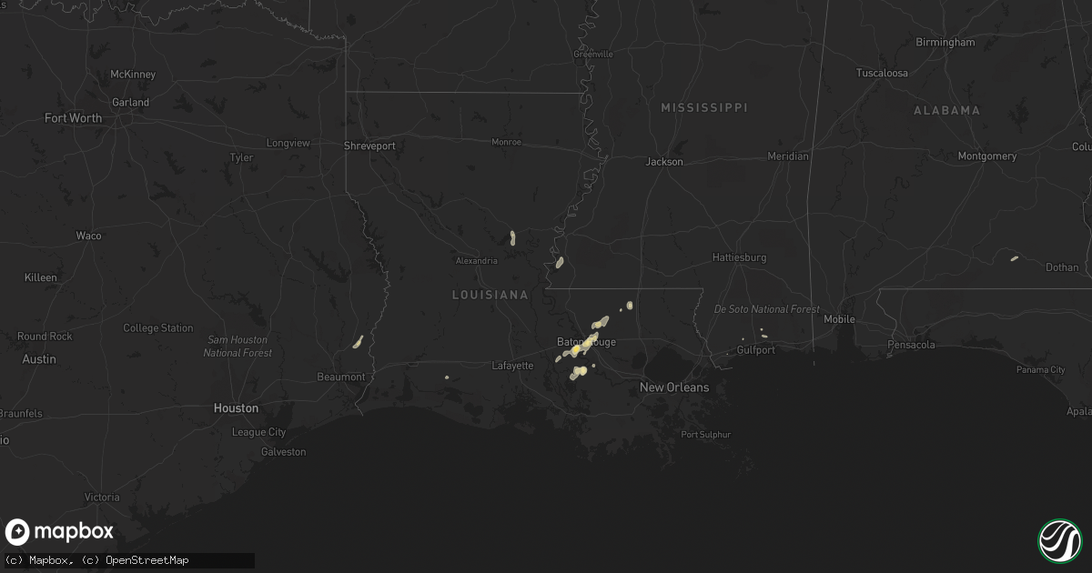 Hail map in Louisiana on September 6, 2015