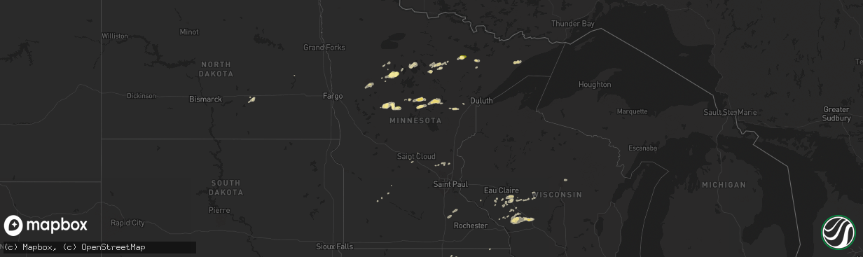 Hail map in Minnesota on September 6, 2015