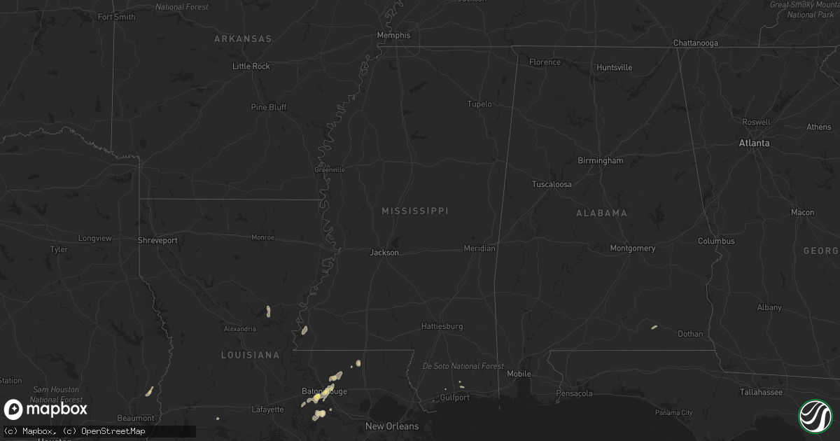 Hail map in Mississippi on September 6, 2015