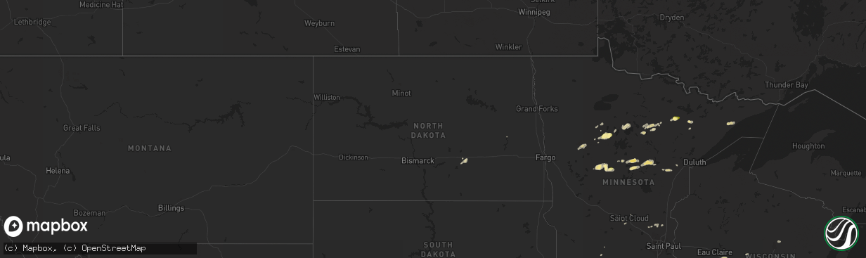 Hail map in North Dakota on September 6, 2015