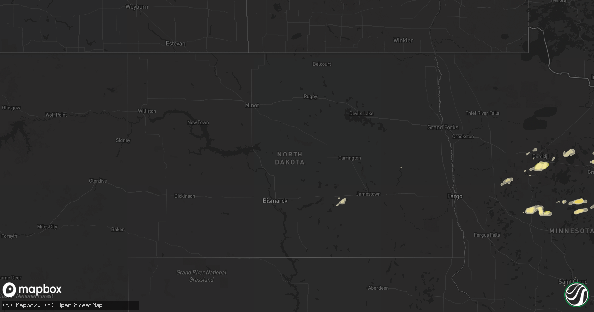Hail map in North Dakota on September 6, 2015