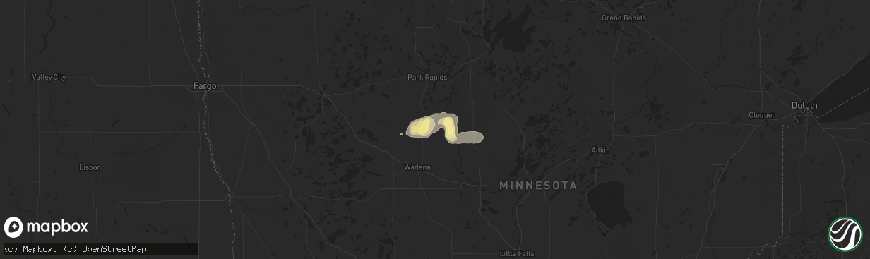 Hail map in Sebeka, MN on September 6, 2015