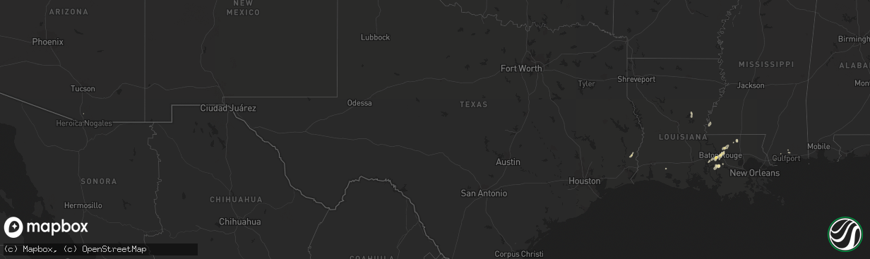 Hail map in Texas on September 6, 2015