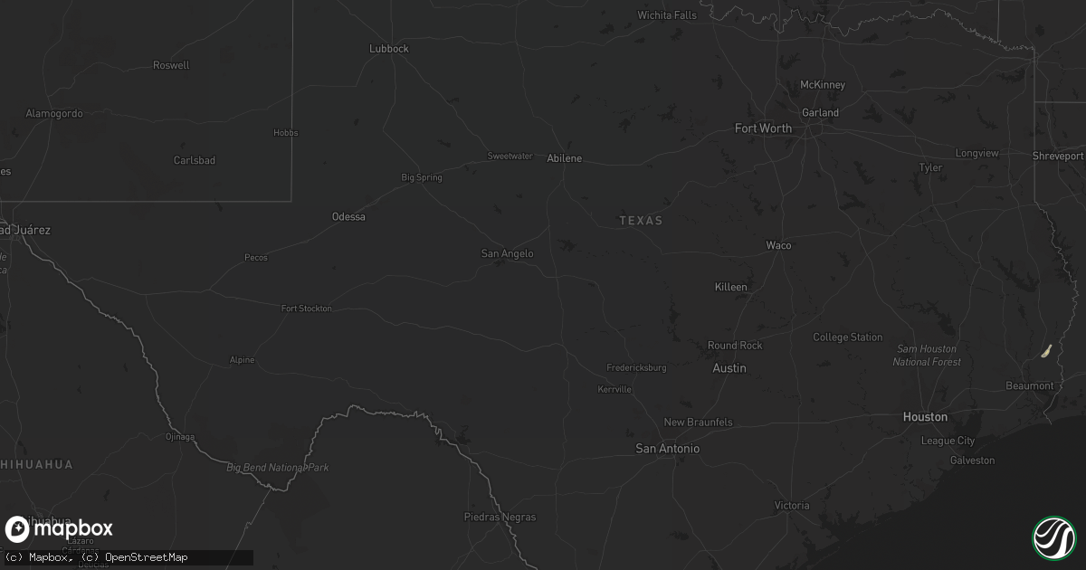 Hail map in Texas on September 6, 2015