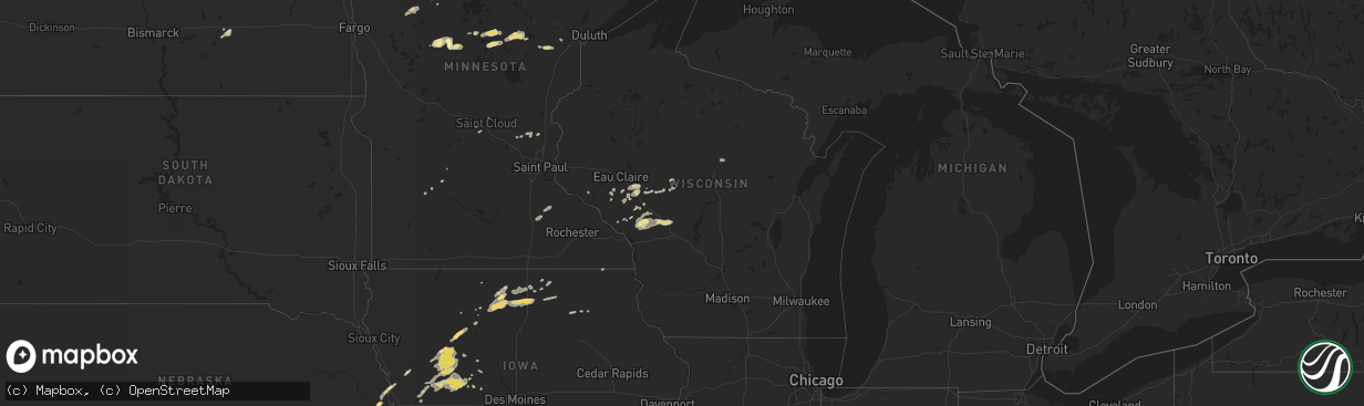 Hail map in Wisconsin on September 6, 2015