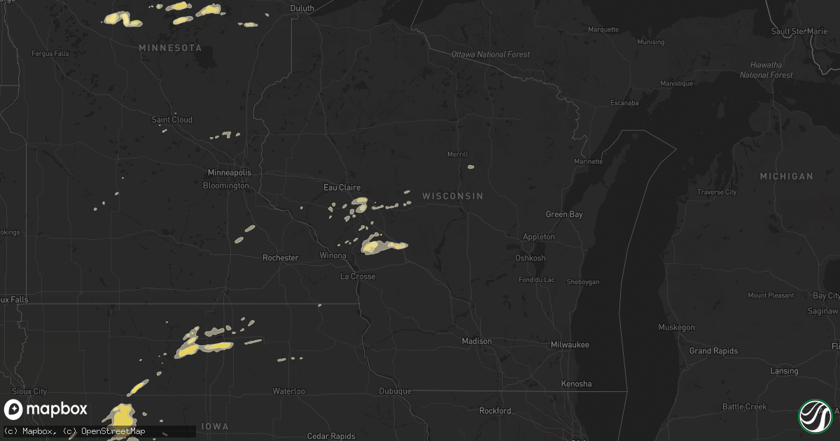 Hail map in Wisconsin on September 6, 2015