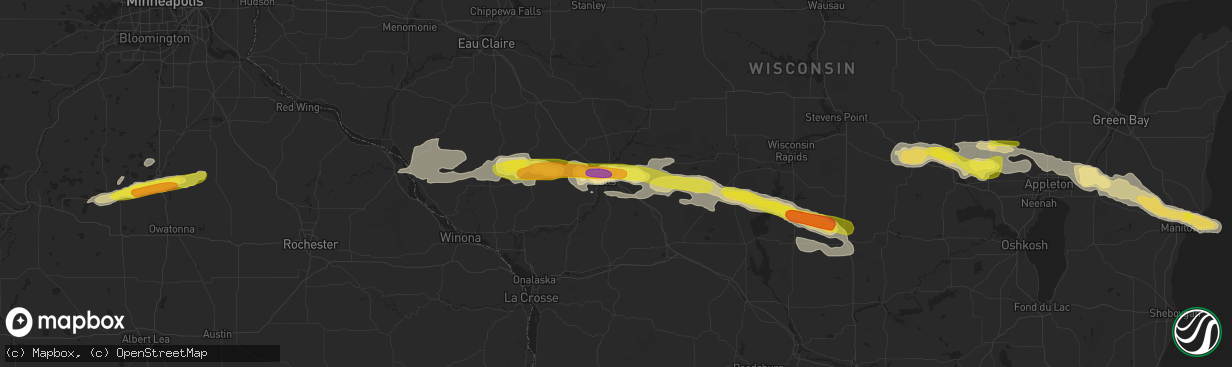 Hail map in Black River Falls, WI on September 6, 2016