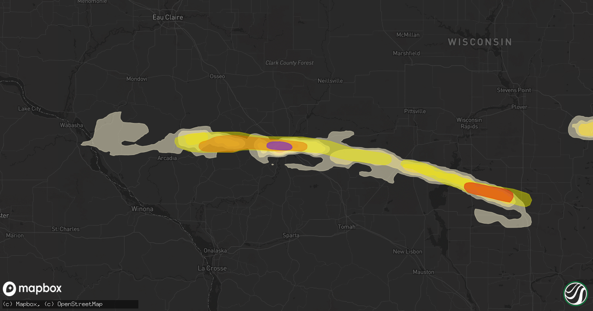 Hail map in Black River Falls, WI on September 6, 2016