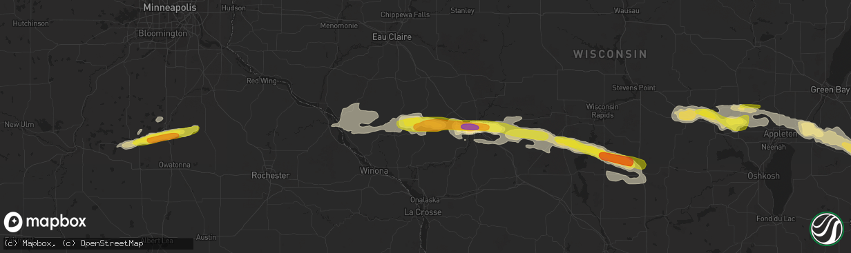 Hail map in Blair, WI on September 6, 2016