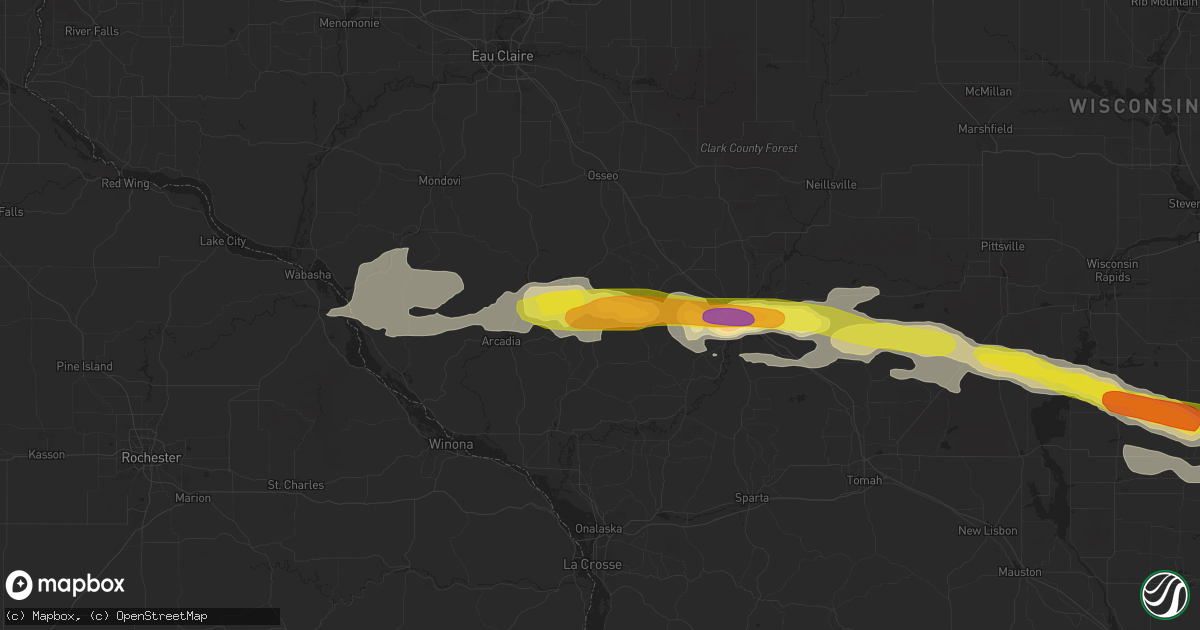 Hail map in Blair, WI on September 6, 2016