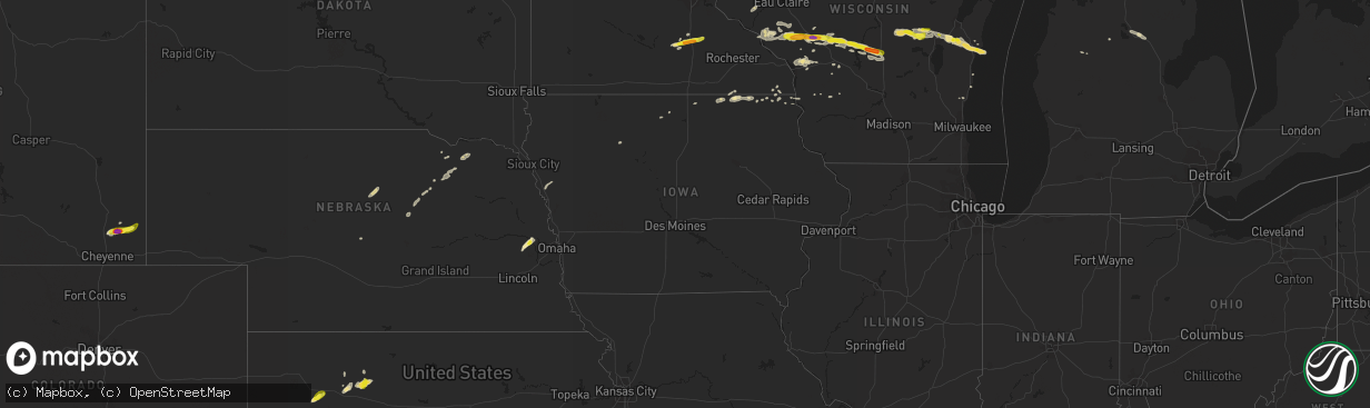 Hail map in Iowa on September 6, 2016