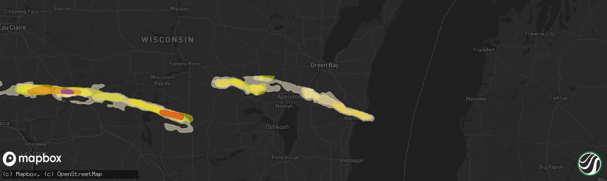 Hail map in Kaukauna, WI on September 6, 2016