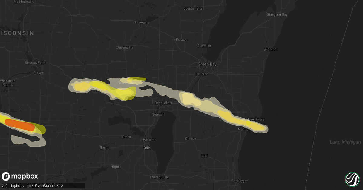 Hail map in Kaukauna, WI on September 6, 2016