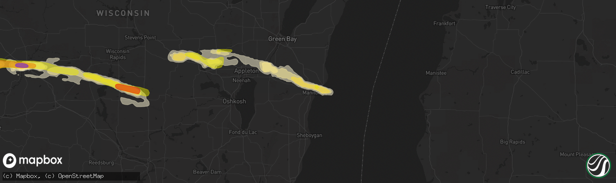 Hail map in Manitowoc, WI on September 6, 2016