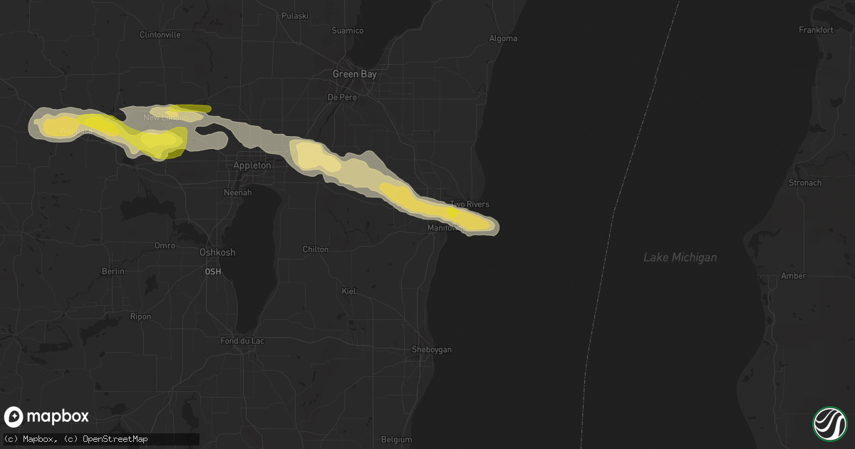 Hail map in Manitowoc, WI on September 6, 2016