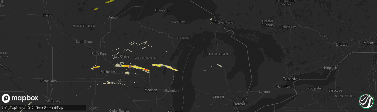 Hail map in Michigan on September 6, 2016