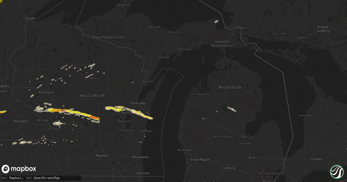 Hail map in Michigan on September 6, 2016