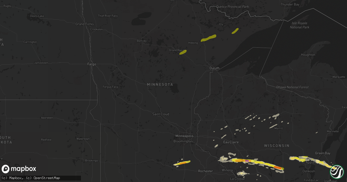 Hail map in Minnesota on September 6, 2016