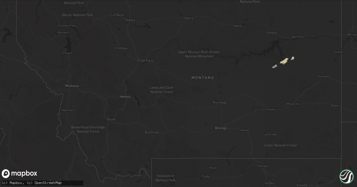 Hail map in Montana on September 6, 2016