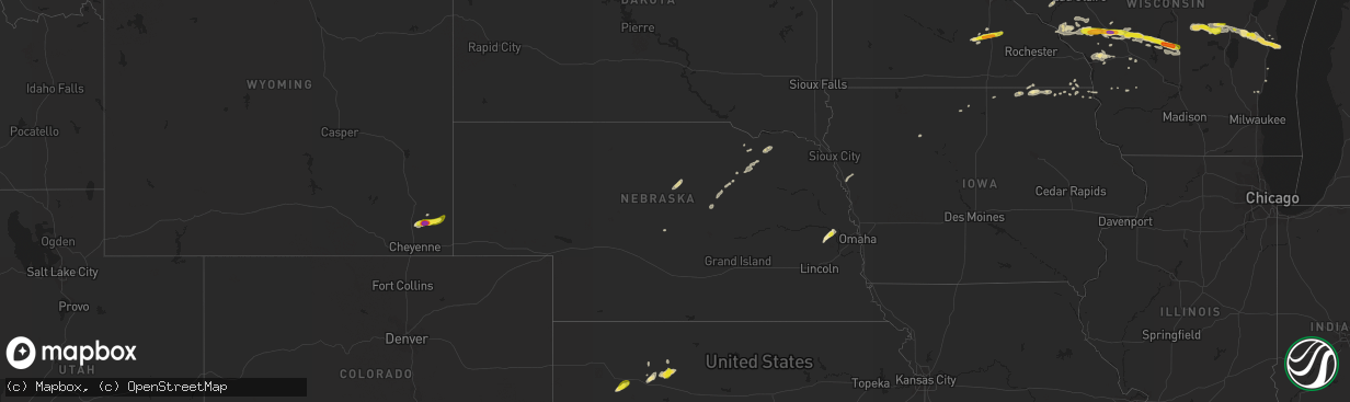 Hail map in Nebraska on September 6, 2016