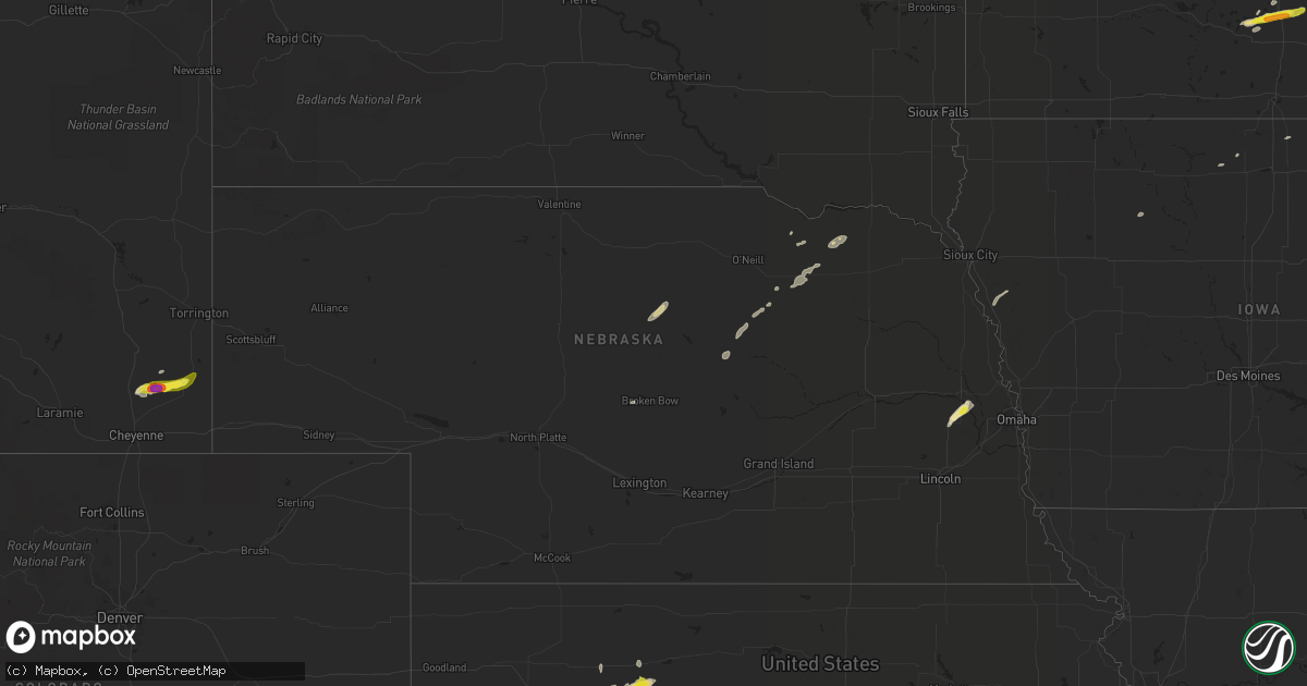 Hail map in Nebraska on September 6, 2016