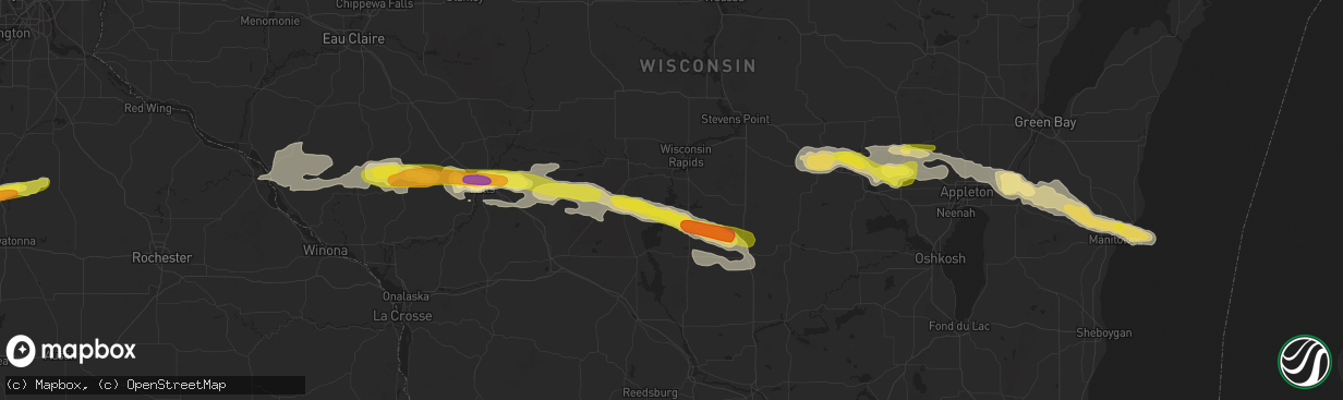 Hail map in Nekoosa, WI on September 6, 2016