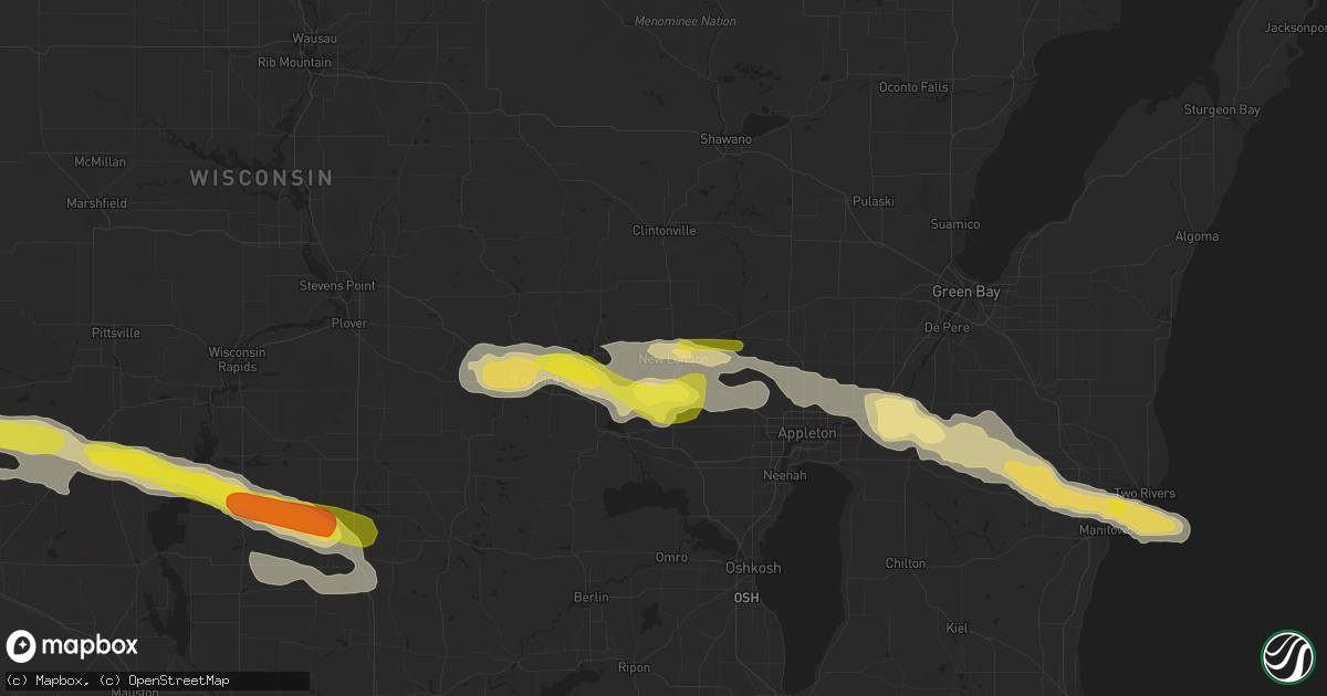 Hail map in New London, WI on September 6, 2016