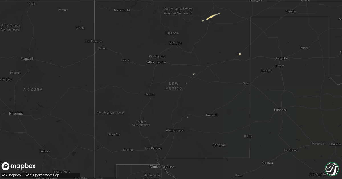 Hail map in New Mexico on September 6, 2016