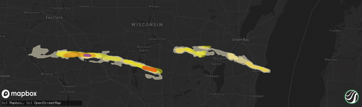 Hail map in Waupaca, WI on September 6, 2016