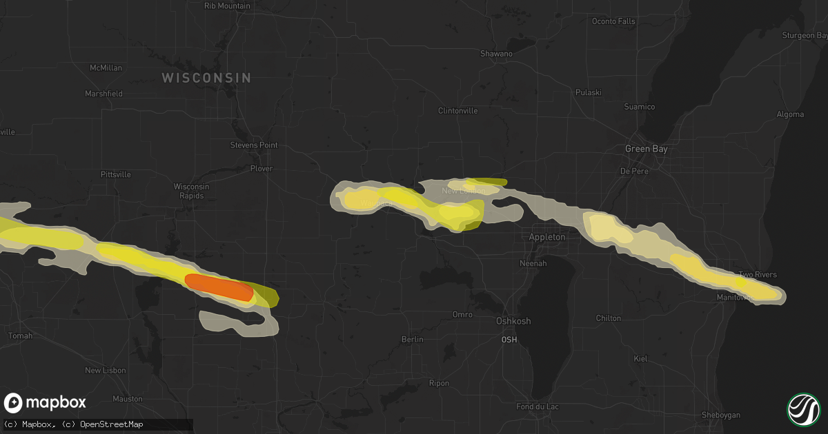 Hail map in Weyauwega, WI on September 6, 2016