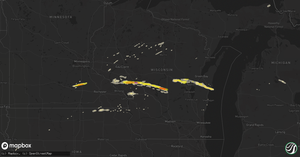 Hail map in Wisconsin on September 6, 2016