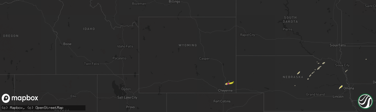 Hail map in Wyoming on September 6, 2016