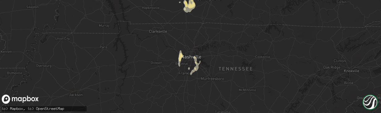 Hail map in Nashville, TN on September 6, 2018