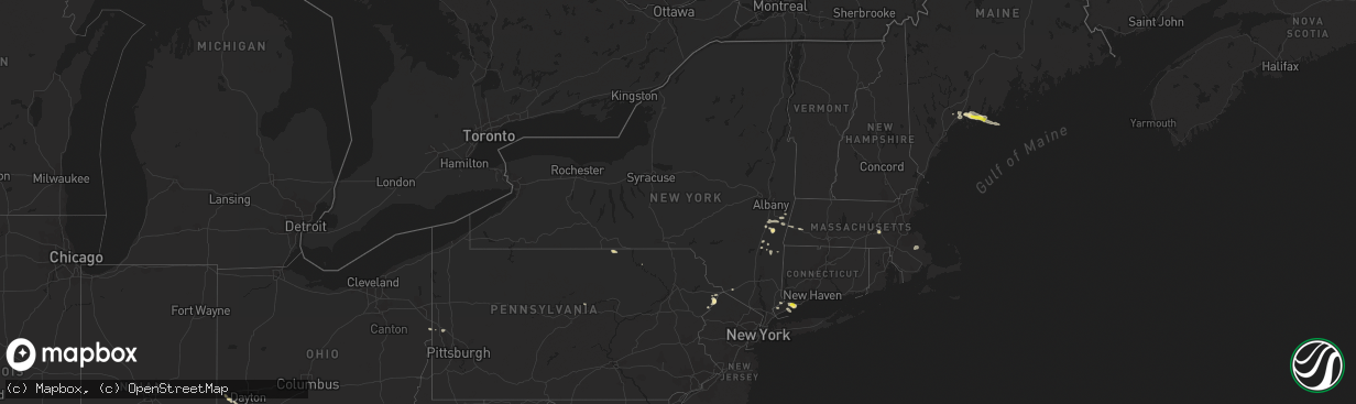 Hail map in New York on September 6, 2018