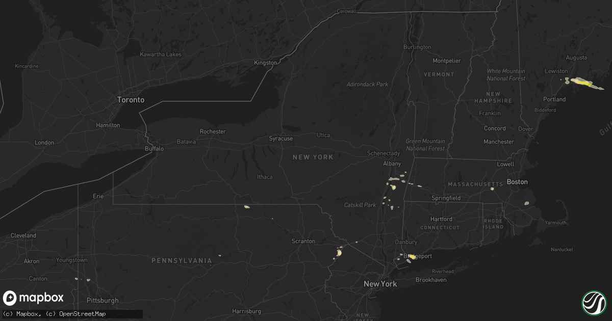Hail map in New York on September 6, 2018