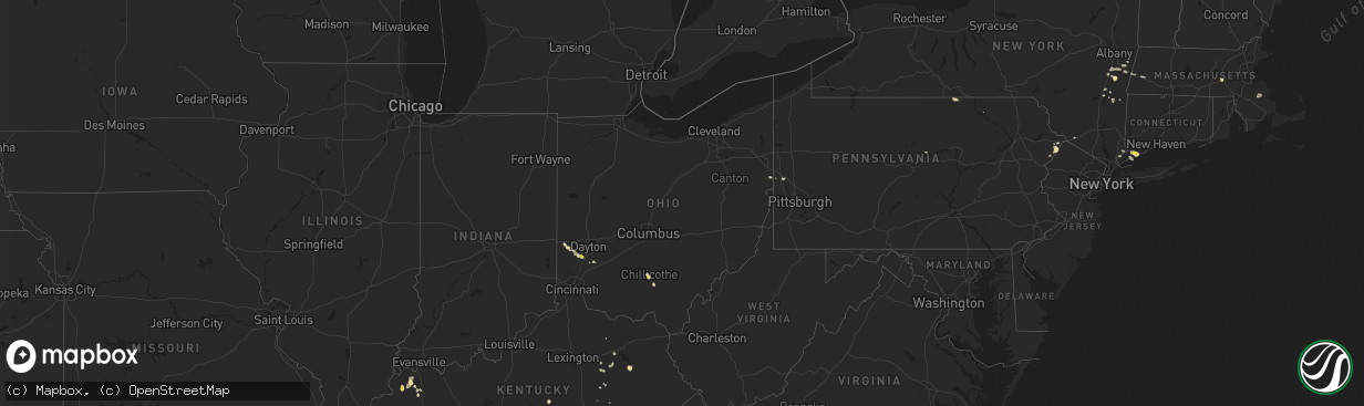 Hail map in Ohio on September 6, 2018