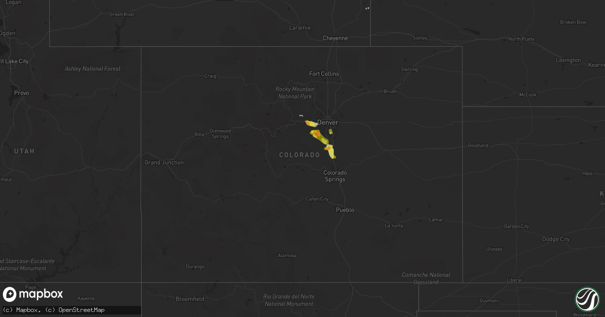 Hail map in Colorado on September 6, 2019
