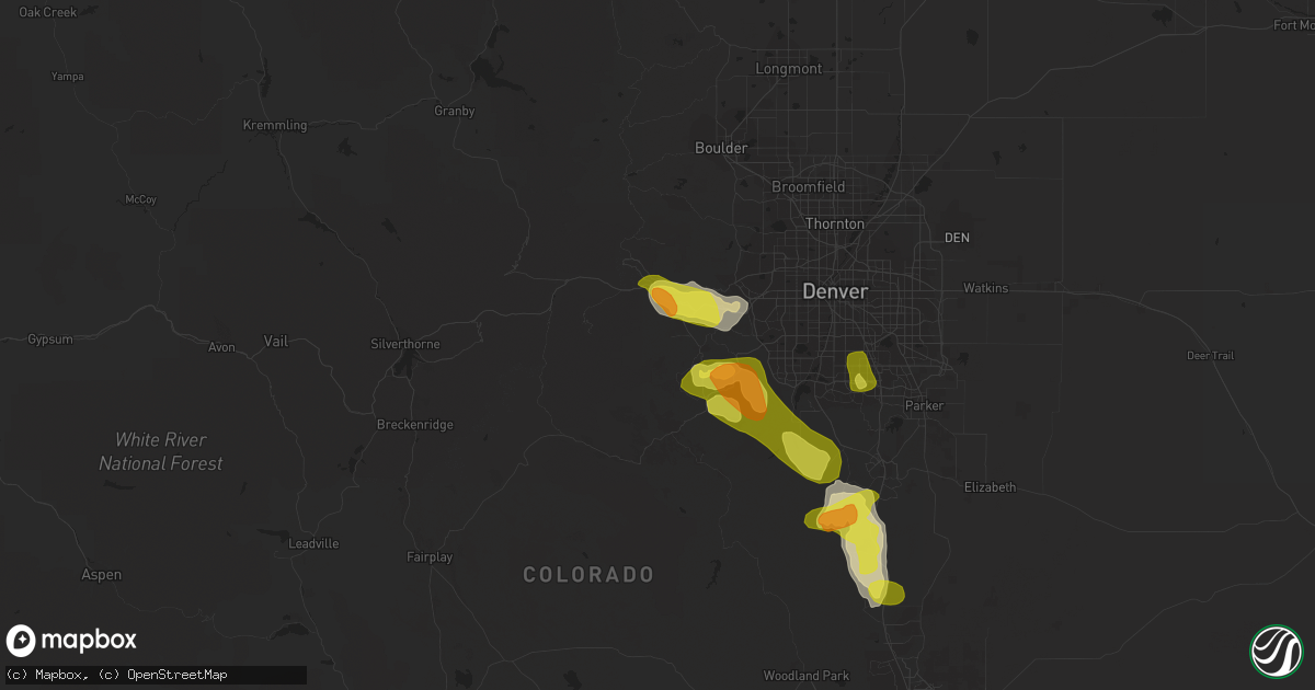 Hail map in Evergreen, CO on September 6, 2019