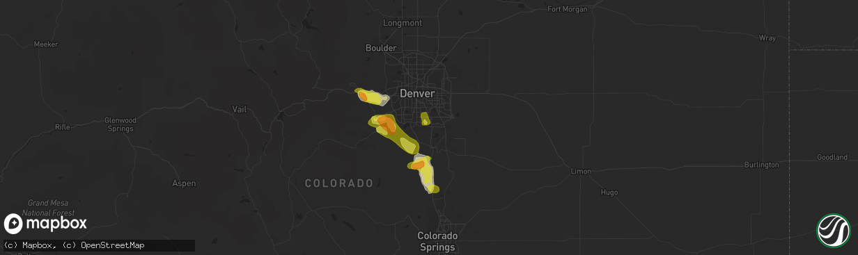Hail map in Lone Tree, CO on September 6, 2019