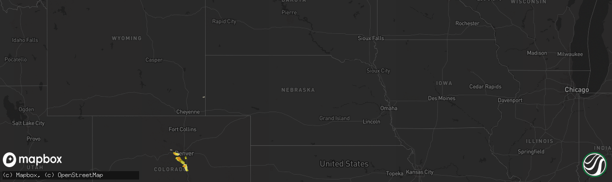 Hail map in Nebraska on September 6, 2019