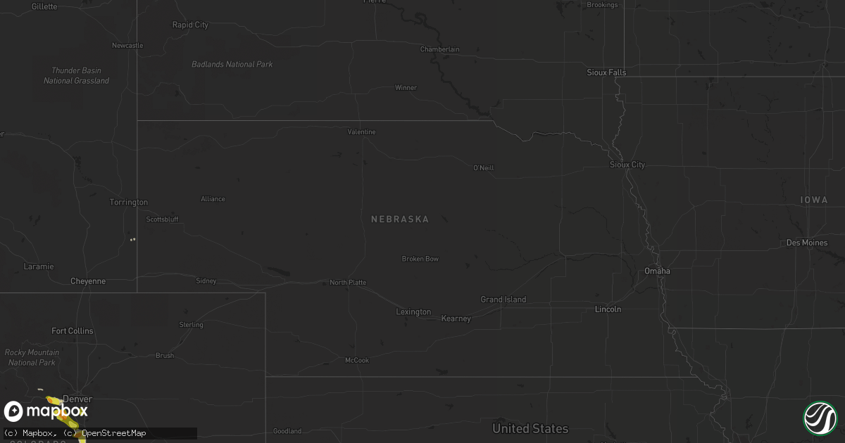 Hail map in Nebraska on September 6, 2019
