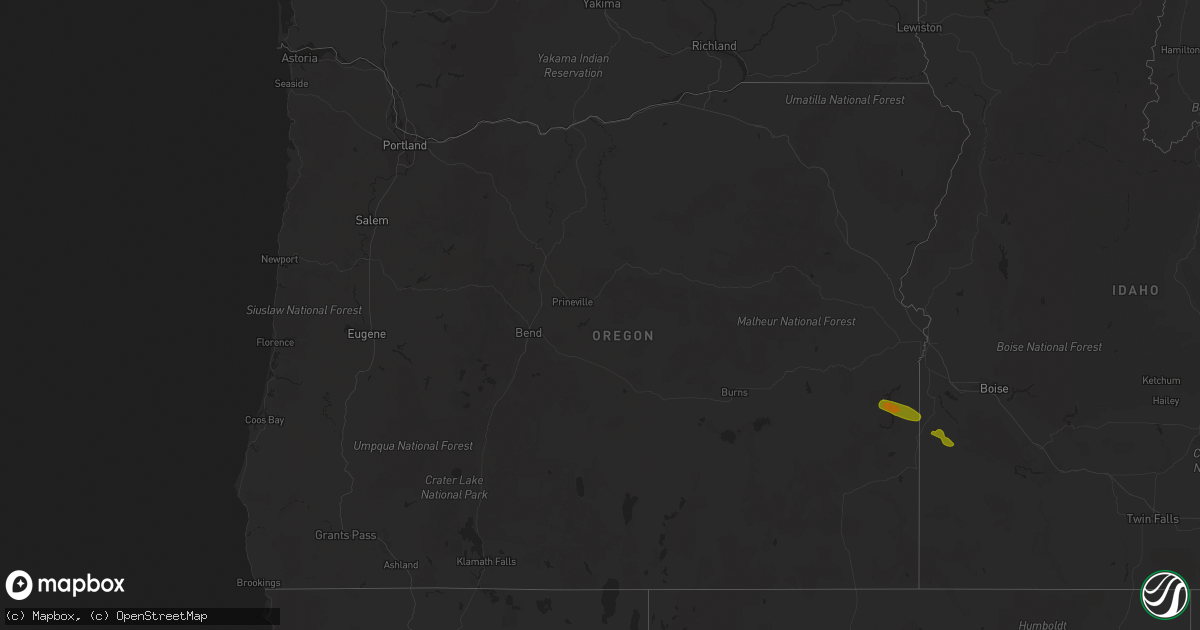 Hail map in Oregon on September 6, 2019