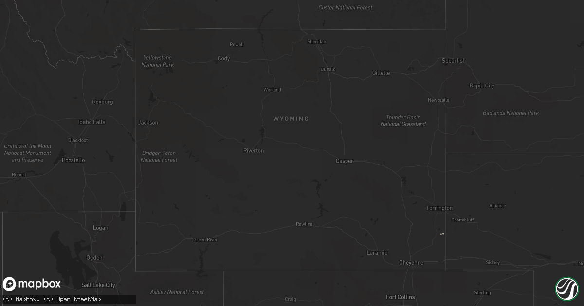 Hail map in Wyoming on September 6, 2019