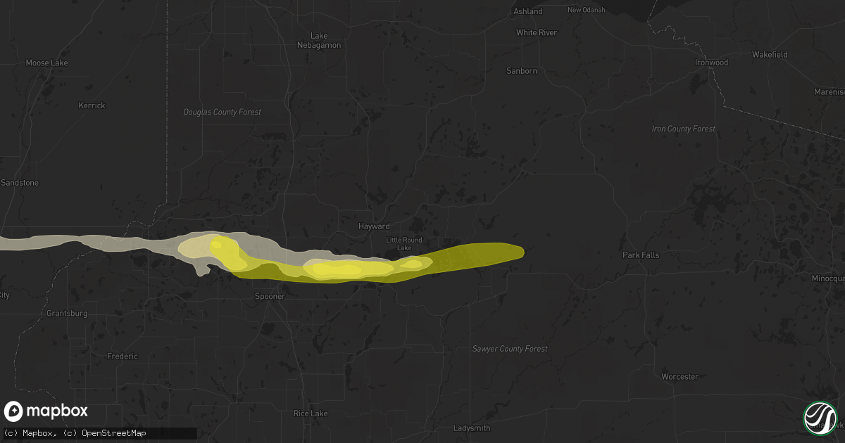 Hail map in Hayward, WI on September 6, 2021