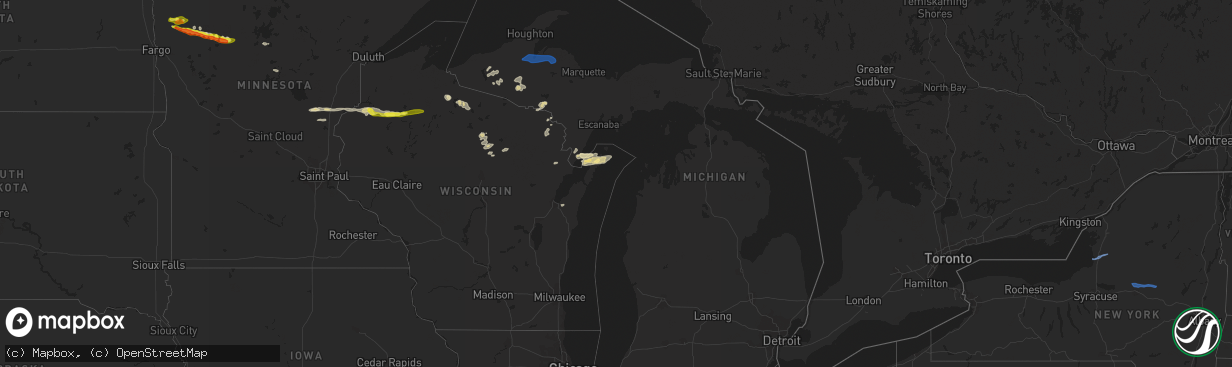Hail map in Michigan on September 6, 2021