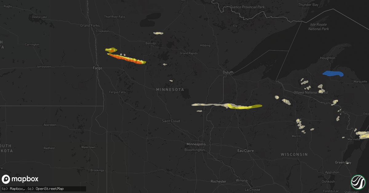 Hail map in Minnesota on September 6, 2021