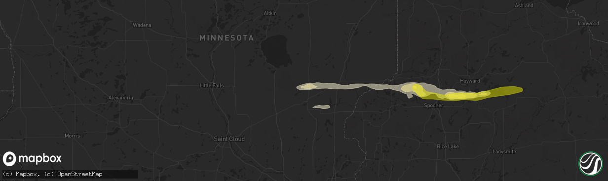 Hail map in Mora, MN on September 6, 2021